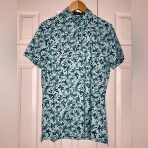 G/Fore Polo Shirt Icon Camo Tech Mapped Skull Mens Small Monsoon Green Stretch‎